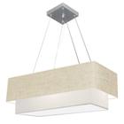 Lustre Pendente Retangular Rustico Bege e Branco MJ-4322 Para Mesa de Jantar e Estar - Vivare