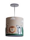 Lustre Pendente Safari Infantil 25x25 cm Branco