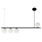 Lustre Pendente Teto Reto Jabuticaba 4 Globos Vidro Preto