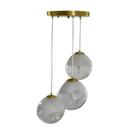 Lustre Pendente Triplo Metal Dourado c Vidro Moderno Design - LUXdécor