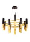 Lustre pendente tubular preto e dourado moderno para 19 lâmpadas tubo