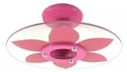 Lustre Plafon - Flor Rosa - 1 Vidro - Quarto Infantil