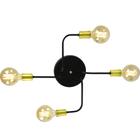 Lustre Plafon Hashtag Preto Com Dourado De 4 Braços - MARRYLUZ