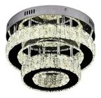 Lustre Plafon Led Cristal Redondo Duplo Inox 3Em1