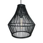 Lustre Rattan Preto Design Contemporaneo Impecavel - LUXdécor