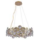 Lustre Redondo Dourado com Cristais 60cm 8E14