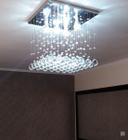 Lustre reto de cristais p/ sala, quarto com 40cm de altura e base de inox espelhado 30x30cm