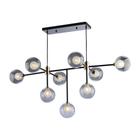 Lustre Sala de Jantar Pendente Sputnik Manhattan Preto com Dourado 9 Lâmpadas Moderno Industrial