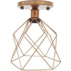 Lustre Teto Plafon Industrial Aramado Cálice Retrô Luminária Vintage Cobre Rose Gold Agp Ilumini