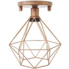 Lustre Teto Plafon Industrial Aramado Diamante Retrô Luminária Vintage Cobre Rose Gold Agp Ilumini