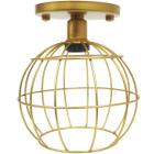 Lustre Teto Plafon Industrial Aramado Globo Retrô Luminária Sobrepor Vintage Dourado Agp Ilumini