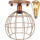 Lustre Teto Plafon + Lâmpada Led St64 Industrial Aramado Globo Retrô Luminária Sobrepor Vintage - Agp Ilumini/Gmh Tr