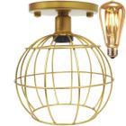 Lustre Teto Plafon + Lâmpada Led St64 Industrial Aramado Globo Retrô Luminária Sobrepor Vintage - Agp Ilumini/Gmh Tr