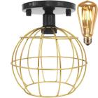 Lustre Teto Plafon + Lâmpada Led St64 Industrial Aramado Globo Retrô Luminária Sobrepor Vintage - Agp Ilumini/Gmh Tr