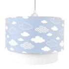 Lustre Tubular Duplo Nuvem Chevron Azul Quarto Bebê Infantil