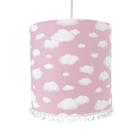 Lustre Tubular Pompom Nuvem Rosa Quarto Bebê Infantil Menina - Potinho de mel