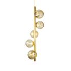 Lustre Vertical Figo OURO - 5 Globos Esfera de Vidro Âmbar - Trybo Design