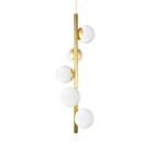 Lustre Vertical Figo OURO - 5 Globos Esfera de Vidro Branco - Love Loft