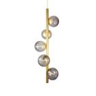 Lustre Vertical Figo Ouro - 5 Globos Esfera De Vidro Fumê - Trybo Design