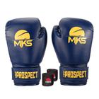 Luva Boxe Muay Thai Prospect Mks Combat Blue Yellow + Bandagem Preta
