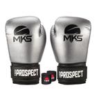 Luva Boxe Muay Thai Prospect Mks Combat Silver Black + Bandagem Preta