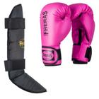 Luva Boxe Muay Thai Tradicional com Caneleira Free Style Fheras