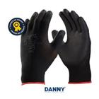 Luva DannyFlex Preta FlexTactil DA-12100P Nylon e Banho Pu Ótimo Tato CA 29014