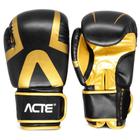 Luva de Boxe e Muay Thai Premium - Preto e Dourado - 10oz - Acte Sports