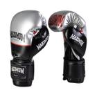 Luva De Boxe E Muay Thai Profissional Preto/Prata 16 Oz