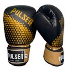 Luva De Boxe Muay Thai Kickboxing Preto Hexa Dourado - Pulser Fight