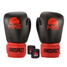 Luva de Boxe Muay Thai MKS Combat New Prospect Black & Red + Bandagem Preta