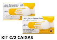 Luva de Latex Descartável com amido c/100 un. - Volk Do Brasil (Kit com 2 caixas)