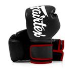 Luva Muay Thai Boxe Fairtex Microfibra Punho alongado Black Red