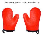 Luva Térmica Silicone Forrada Forno Fogão Pegador Protetora Alta Temperatura Multiuso Lavável de Cozinha