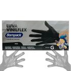 Luva Vinil Flex Descartável Proteção D Mãos C100u Preta G