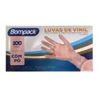 Luvas Bompack Vinil 100 Unidades Tamanho M Com Pó