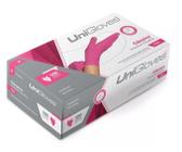 Luvas descartáveis UniGloves Clássico cor rosa tamanho M de látex com pó x 100 unidades