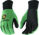 Luvas John Deere JD00002 Jersey - Grandes, luvas de jersey de 10 oz, pulso de malha canelada, tecido de poliéster/algodão polegar reto, verde/preto