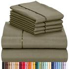 LuxClub 6 PC Sheet Set Folhas de Bambu Bolsos Profundos 16" Eco Friendly Rugas Folhas Livres Máquina Lavada Cama Sedosa Macia - Olive Queen