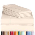 LuxClub 6 PC Sheet Set Folhas de Bambu Bolsos Profundos 16" Eco Friendly Rugas Folhas Livres Máquina Lavada Hotel Roupa de Cama Macia - Cream Queen