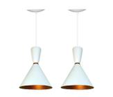 Luxo Rei Pendente Lustre Branco Com Cobre Kit C/2