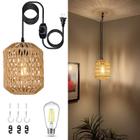 Luz pendente eyassi Plug in Rattan Wicker Chandelier LED