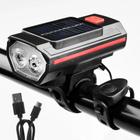 Luz Solar para Bicicleta PHMAX 1200mAh - Buzina 120dB, Recarregável via TYPE-C