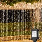 Luzes de cortina Solhice LED Outdoor 9,1 m x 3 m, 720 Warm Whi