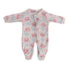 Macacão Bebê Menina Malha Zíper Algodão Rosa Pijaminha