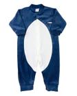 Macacão Bebê Plush Touca Pinguim - Azul Jeans