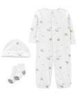 Macacão bebê touca e meia de ovelhinha branco Carter's