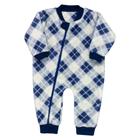 Macacão de Bebê Azul Argyle em Pelúcia Fleece Aconchegante