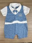 Macacão Estilo Social Coroa com Gravata Azul Bebê