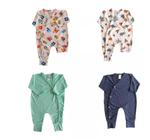 Macacão Kimono Roupa De Bebê Pijama Algodão - Kit 4 Peças